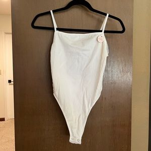 Forever 21 Ribbed Square Neck Caged Back Bodysuit